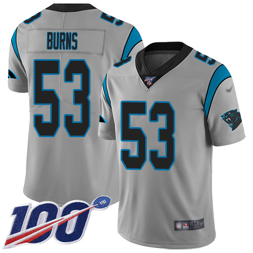 Carolina Panthers Limited Silver Youth Brian Burns Jersey NFL Football #53 100th Season Inverted Legend